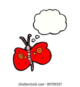 butterfly cartoon with thought bubble