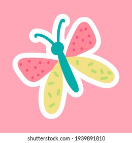 Butterfly cartoon vector illustration. Butterfly insect for kid cartoon, book, tshirt applique, sticker
