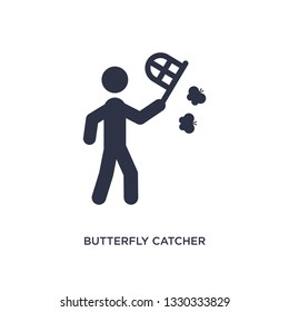 butterfly catcher icon. Simple element illustration from activity and hobbies concept. butterfly catcher editable symbol design on white background. Can be use for web and mobile.