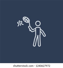 Butterfly catcher icon. Trendy flat vector line Butterfly catcher icon on dark blue background from Activity and Hobbies collection. 