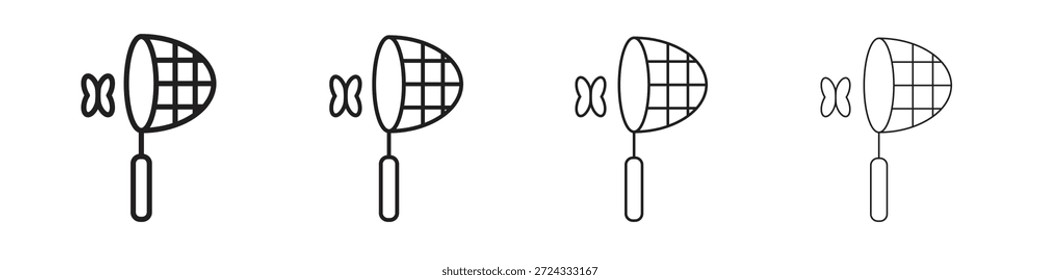 Ícones de captura borboleta, Conjunto de ícones lineares. Ícones pretos lineares da palma