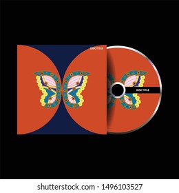 Butterfly CD envelope, DVD case design. Business template for CD envelope and DVD disc case.