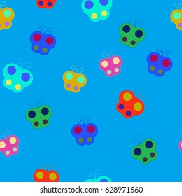 Butterfly chaotic seamless pattern. Fashion graphic background design. Modern stylish abstract colorful texture. Template for prints, textiles, wrapping, wallpaper, website. Stock VECTOR illustration