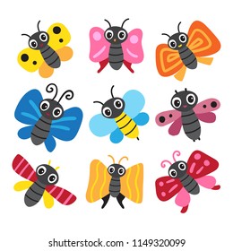 butterfly character collection design, animals character vector design 