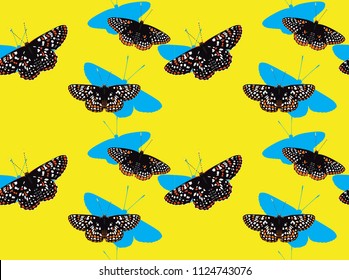 Butterfly Checkerspot Cartoon Background Seamless Wallpaper