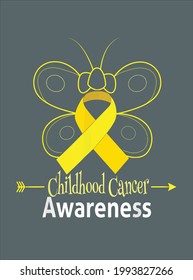 Butterfly Childhood Cancer Ribbon Childhood Cancer Awareness design vector illustration for use in design and print poster canvas