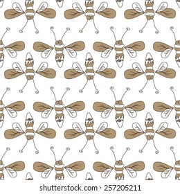 Butterfly childish in monochrome pattern, seamless vector background.