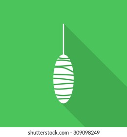  butterfly chrysalis hanging  icon with long shadow.