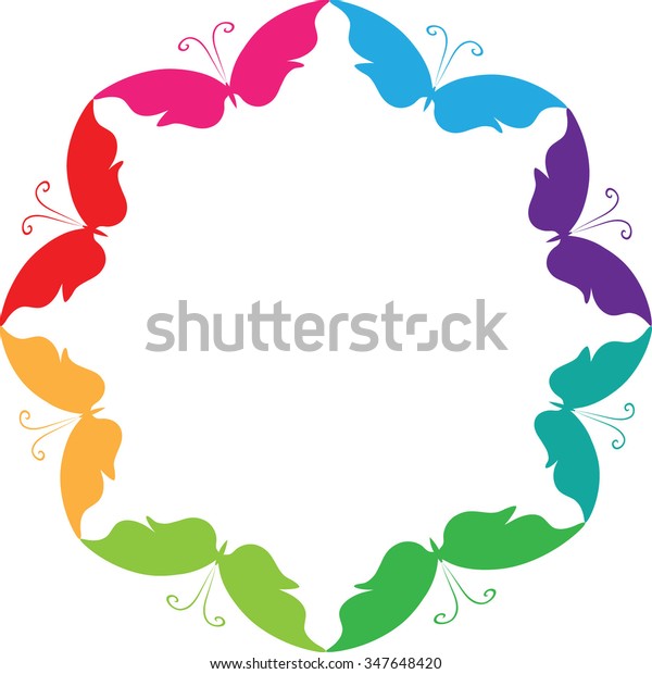Download Butterfly Circle Border Stock Vector (Royalty Free) 347648420