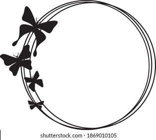 Butterfly circle frame vector design