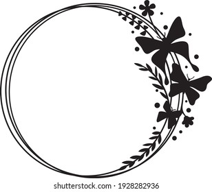Butterfly circle frame vector design