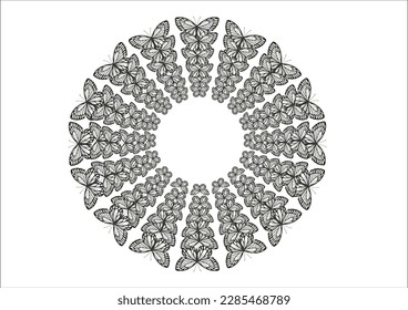 butterfly circle hand drawn design
