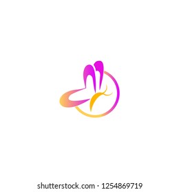 butterfly in the circle logo design vector illustration
