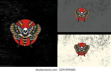 butterfly with circle red vector mascot design