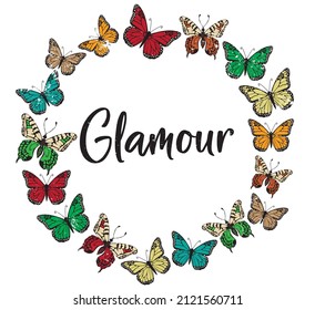 butterfly circle slogan print. butterflies print with slogan t-shirt, wallpaper, poster