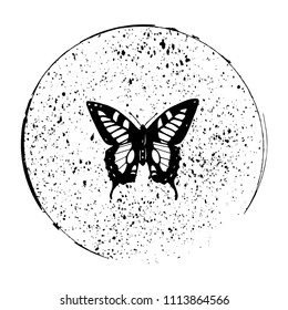 butterfly in a circle vector illustration