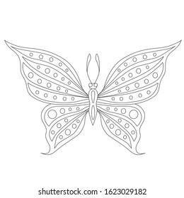 butterfly with circles on the wings coloring page contour vector illustration
