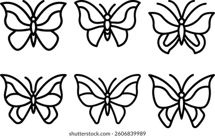 A butterfly clean black line art. 