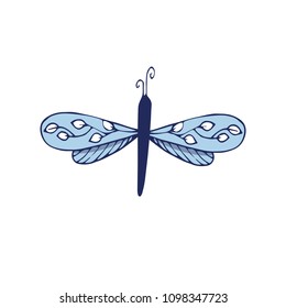 Butterfly clip art vector character magic flying two wings ornament color blue set texture drawing land wildlife on white background