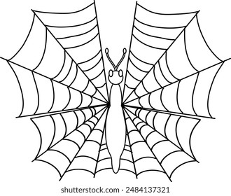 Butterfly with cobweb wings, Halloween decoration.
