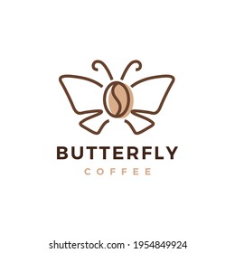butterfly coffee bean logo vector icon illustration