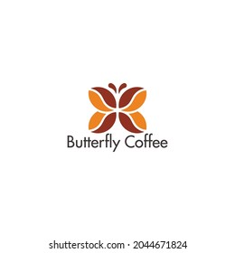 butterfly coffee bean symbol geometric logo vector