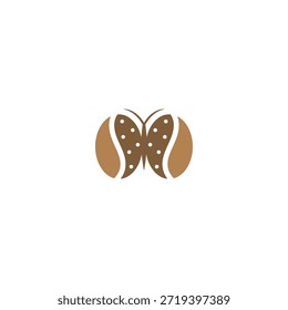 Idea de logotipo de mariposa y granos de café.