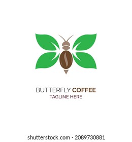 butterfly coffee leaf logo template design for brand or company and other
