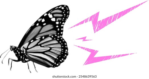 Butterfly Collage with Doodle Lightning