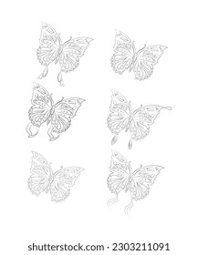 Butterfly collection. Beautiful nature flying Vector Design, Fashion, Poster, Card, Sticker, Phone Case, Wall Art, Tattoo, Tattoo Butterfly, ,Butterfly