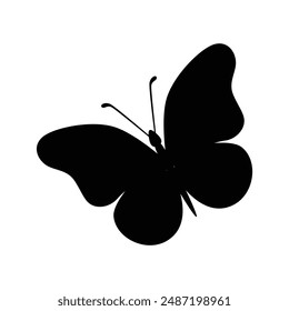 Butterfly collection. Black illustration. Butterflies clipart set. Set of black silhouette butterflies. Baby shower design elements. Party invitation, birthday celebration. Spring, summer, decor