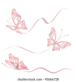 Butterfly collection with flying trace, vector illustration, eps 10