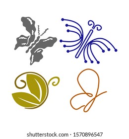 Butterfly Collection Logo Design Vector Illustration icon Set
