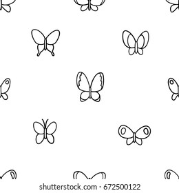 Butterfly collection pattern. Simple minimalistic butterfly seamless pattern. Light cute black and white background. Vector illustration.