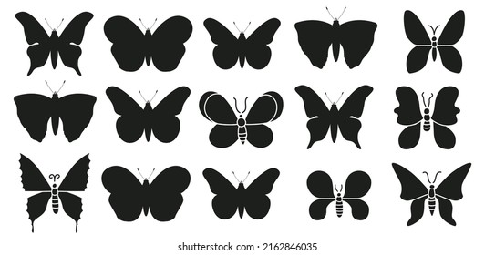 Butterfly collection Silhouettes premium vector template