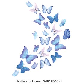 Butterfly collection. Watercolor illustration. Colorful Butterflies clipart set. Baby shower design elements. Party invitation, birthday celebration. Spring, summer decoration. Flock