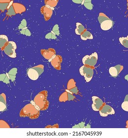 Butterfly collections with mixed blues, oranges, purples and beige. Great for children. Stripes, twirls and outlines. 