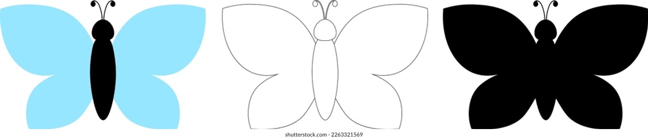 Butterfly color coloring silhouette vector illustration
