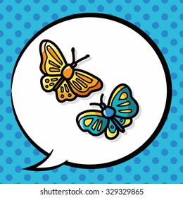 butterfly color doodle, speech bubble