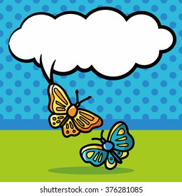butterfly color doodle, speech bubble