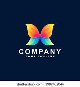 butterfly color gradient logo design