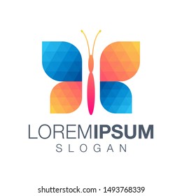 butterfly color logo design vector