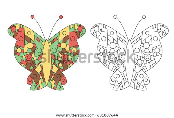 butterfly colored outlined template coloring page stock butterfly drawing template