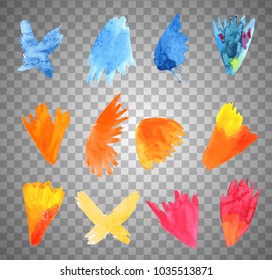 butterfly colored print splash collection set on transparent background