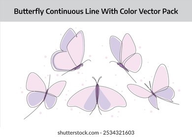 butterfly colorful continuous line drawing vector pack template good for celebration usage. continuous line element illustration. vector pack lineart. monoline asset.