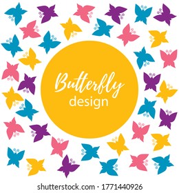 Butterfly colorful cute vector banner template