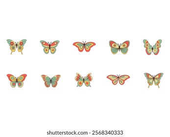 Butterfly Colorful Design Element Set