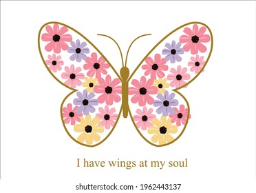 butterfly with colorful flower design vector