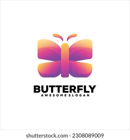 butterfly colorful gradient logo abstract  illustration