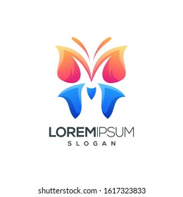 butterfly colorful gradient logo design